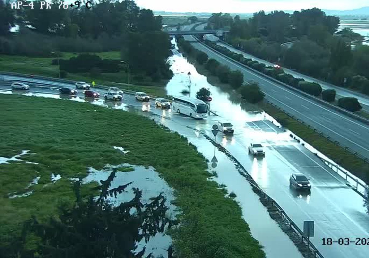 La autopista AP4 también se ha visto afectada por la borrasca Laurence