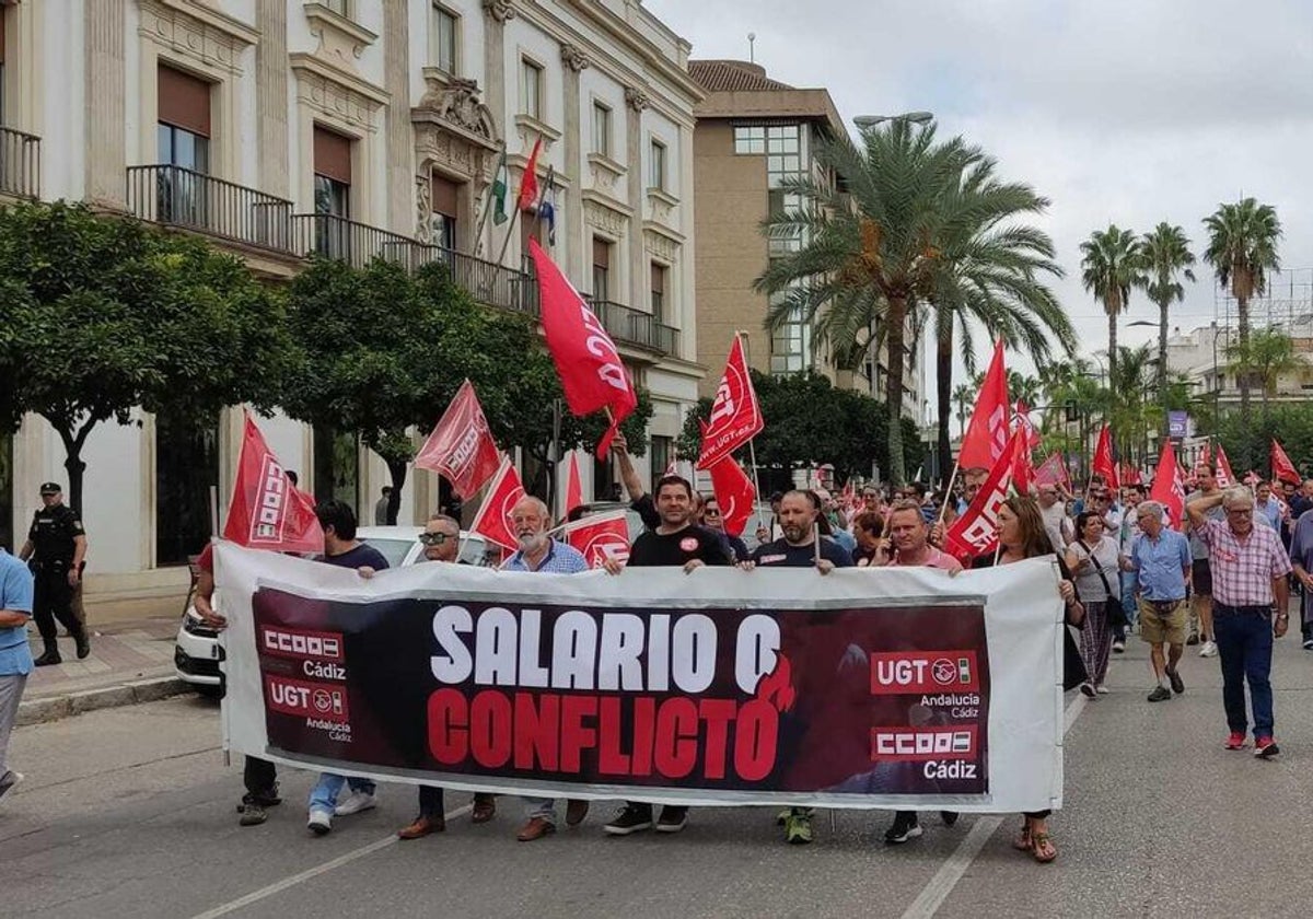 Una de las últimas protestas en Jerez de los trabajadores de las bodegas