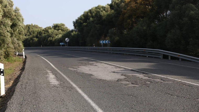 Estado que presenta la N-340 entre Vejer y Tarifa