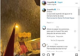 La lluvia irrumpe con fuerza en la Semana Santa de Jerez y afecta de lleno al palio de La Paz