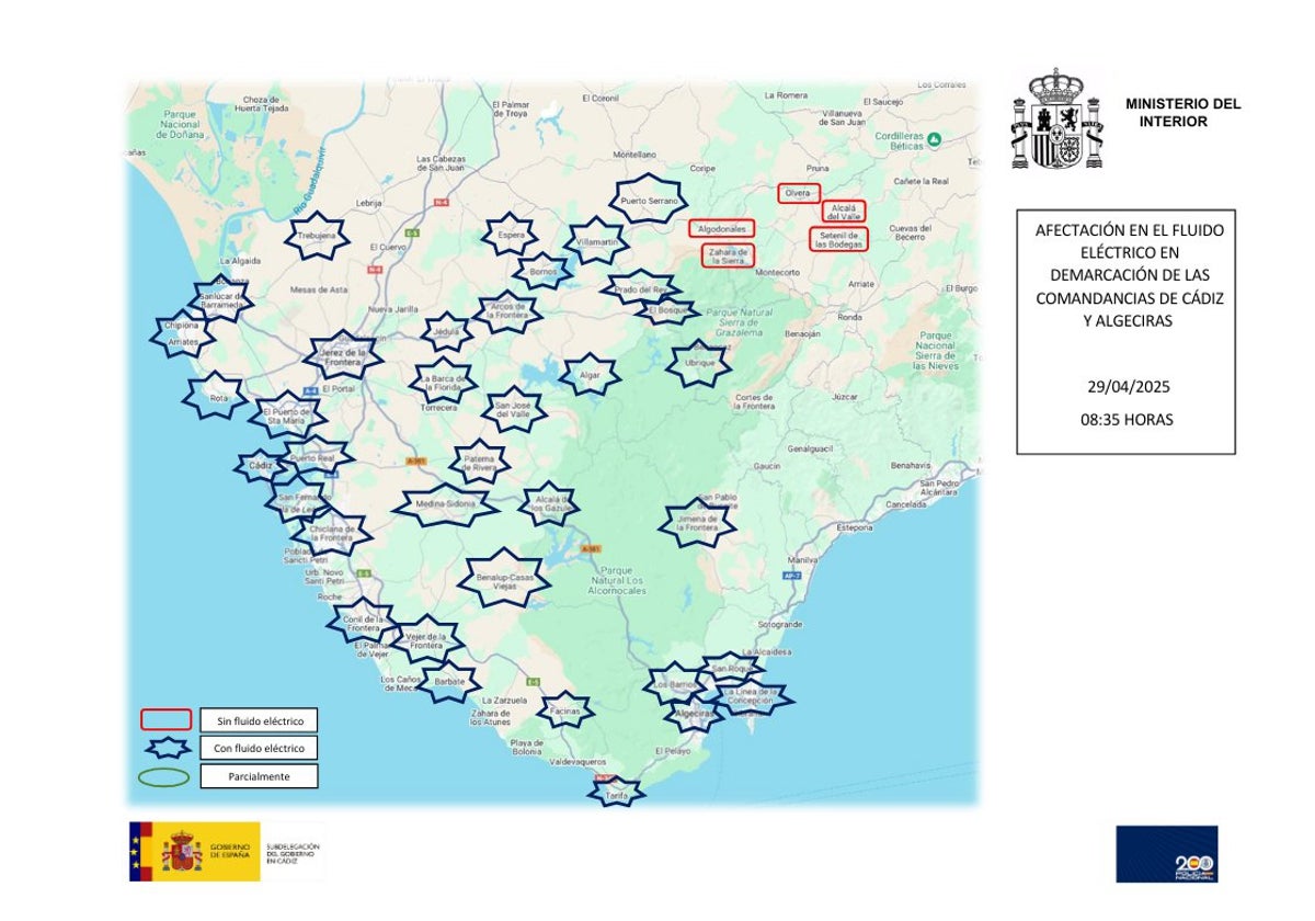 Estos han sido los últimos municipios en recuperar el suministro eléctrico en la provincia de Cádiz