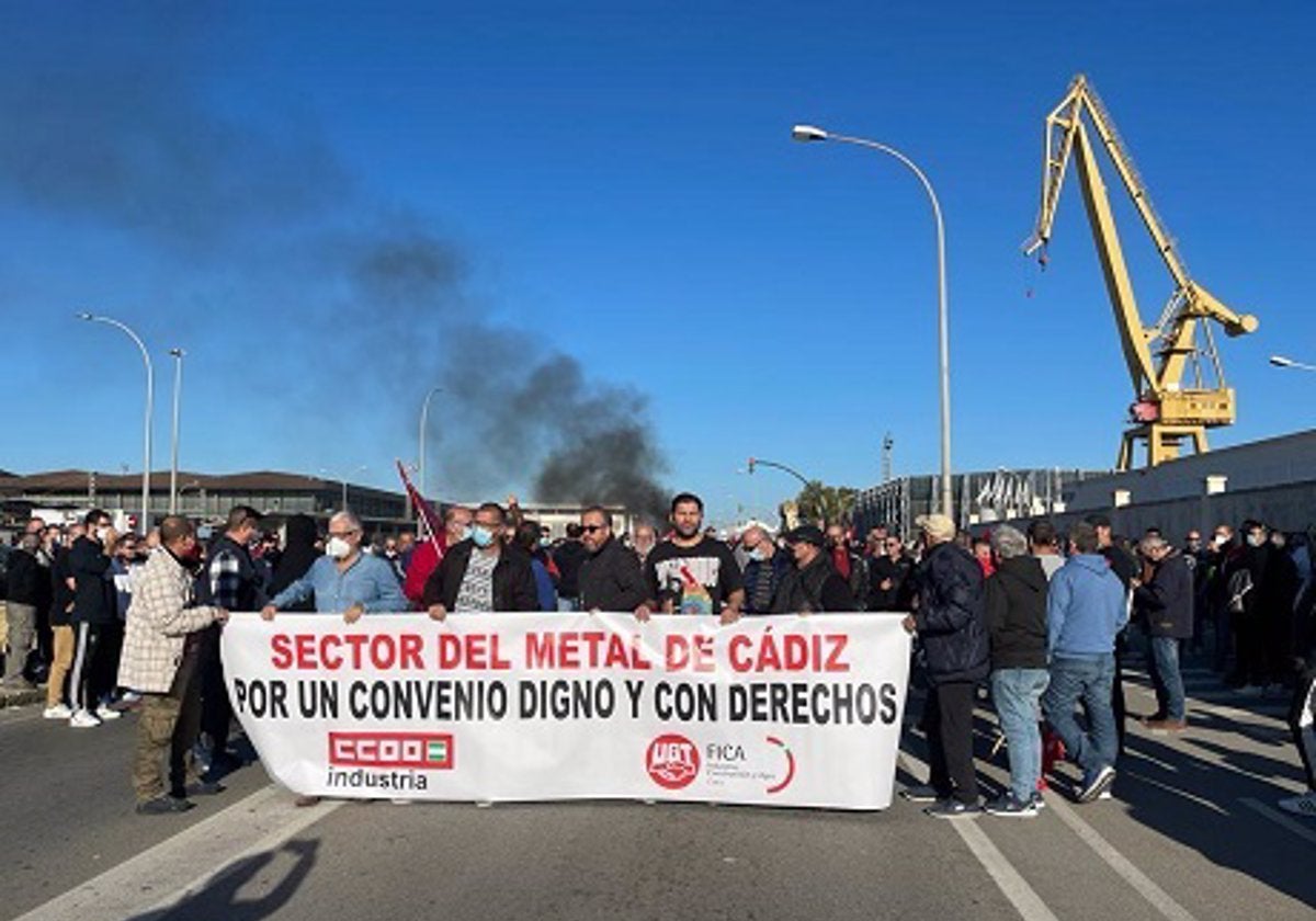 Manifestación en noviembre de 2021 en favor de mejoras en el convenio