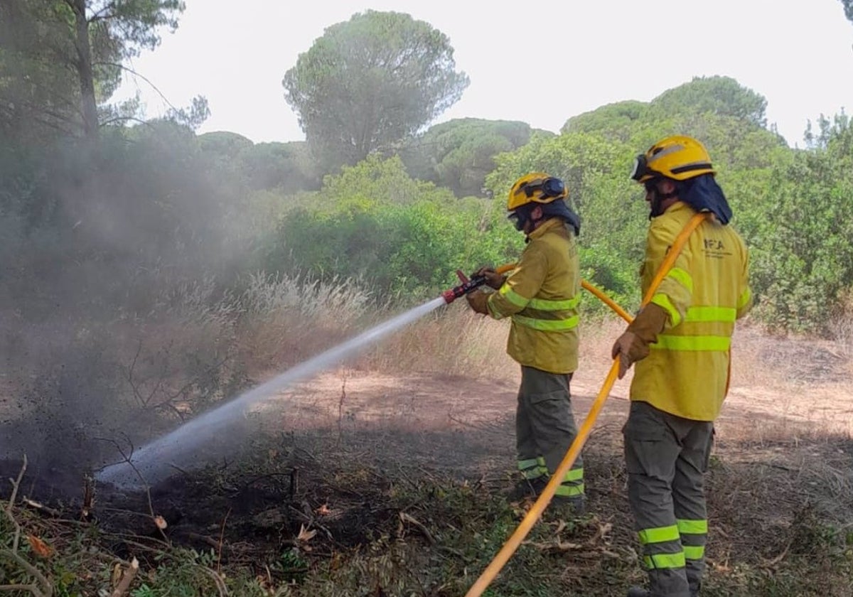 Continúan las tareas de extinción por el incendio declarado el lunes en Puerto Real