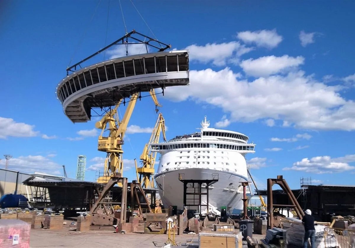 Una de las obras llevadas a acabo en Cádiz a un barco de Royal Caribbean