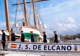 Buque escuela Juan Sebastián de Elcano, el pasado 11 de enero.