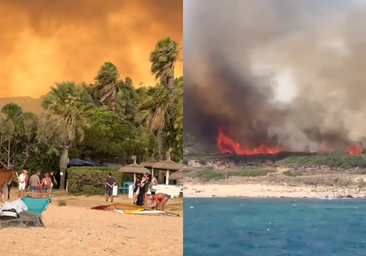Las impactantes imágenes del incendio de Tarifa: llamas a pie de playa y kilómetros de humo