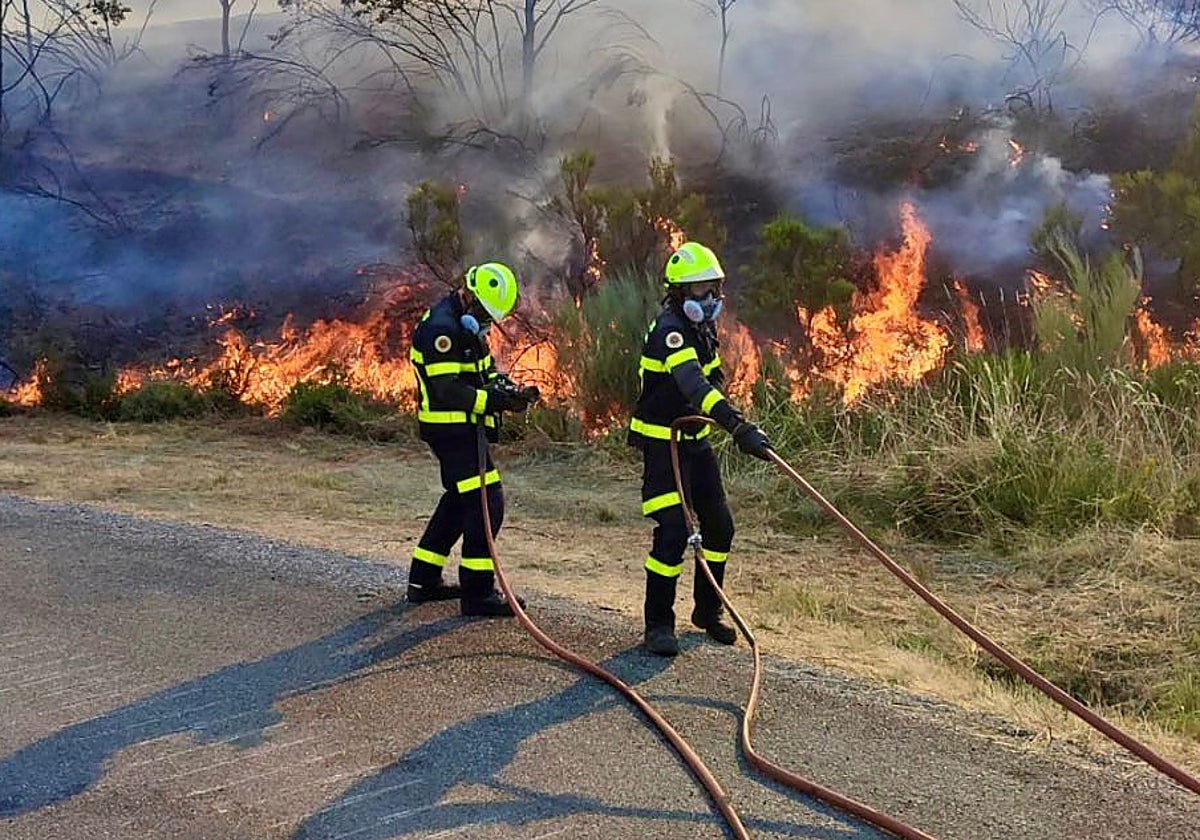 Bomberos de Cádiz trabajando en Ourense