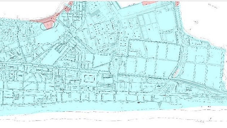 Zonas de extramuros que quedarían inundadas
