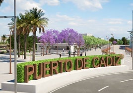 Preparativos en el Muelle Ciudad de Cádiz para la obra de integración con el casco urbano