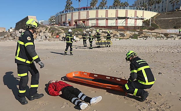Intervención del equipo de bomberos
