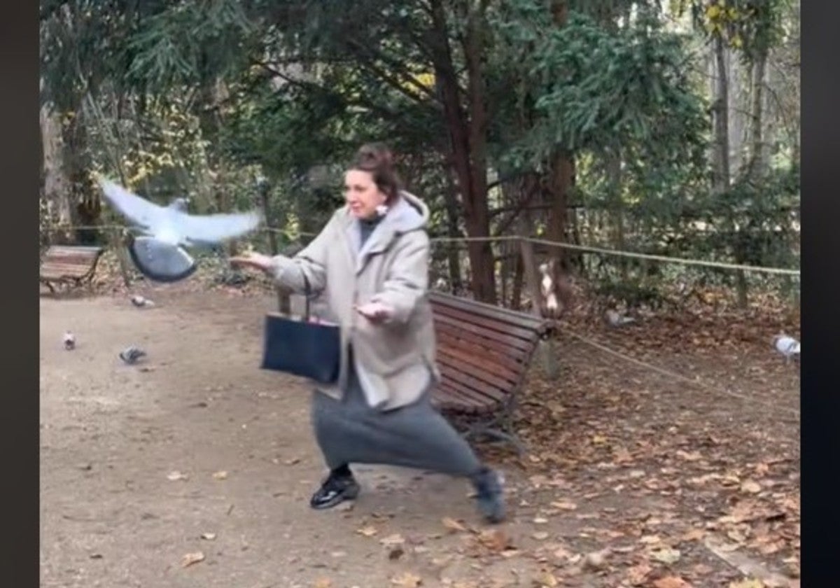 Niña Pastori se puso a cantar a unas palomas en un parque de Valladolid