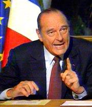El presidente Jacques Chirac, ayer, durante la entrevista televisada. Ap