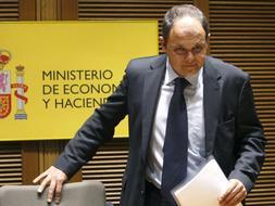 El secretario de Estado de Economía, David Vegara, a su llegada a la rueda de prensa en la que ha analizado los datos del IPC de julio. /EFE