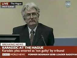 El presunto criminal de guerra Radovan Karadzic, en su comparecencia ante el TPIY. /AFP
