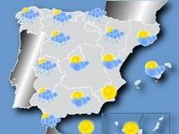 Mapa con la previsión meteorológica para hoy. / Canal Meteo