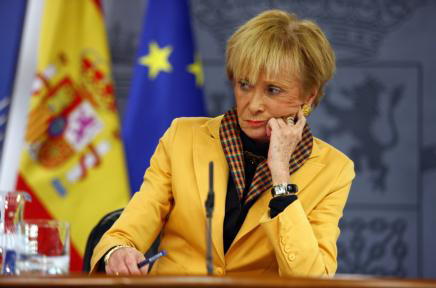 ÓSCAR DEL POZO  Fernández de la Vega, ayer, en la rueda de prensa posterior al Consejo de Ministros