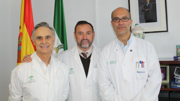 Miguel Ángel Frutos, el gerente de los hospitales públicos de Málaga, José Luis Doña, y Domingo Daga