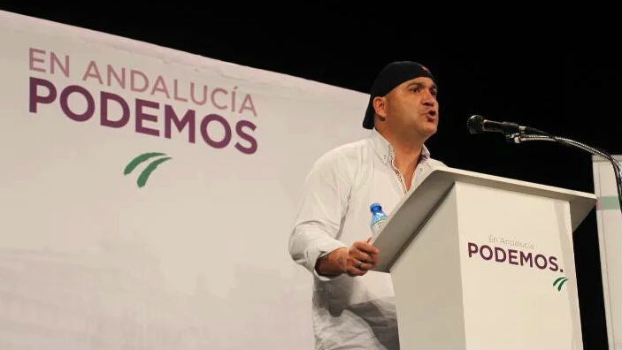 Andrés Bódalo, durante un mitin de Podemos