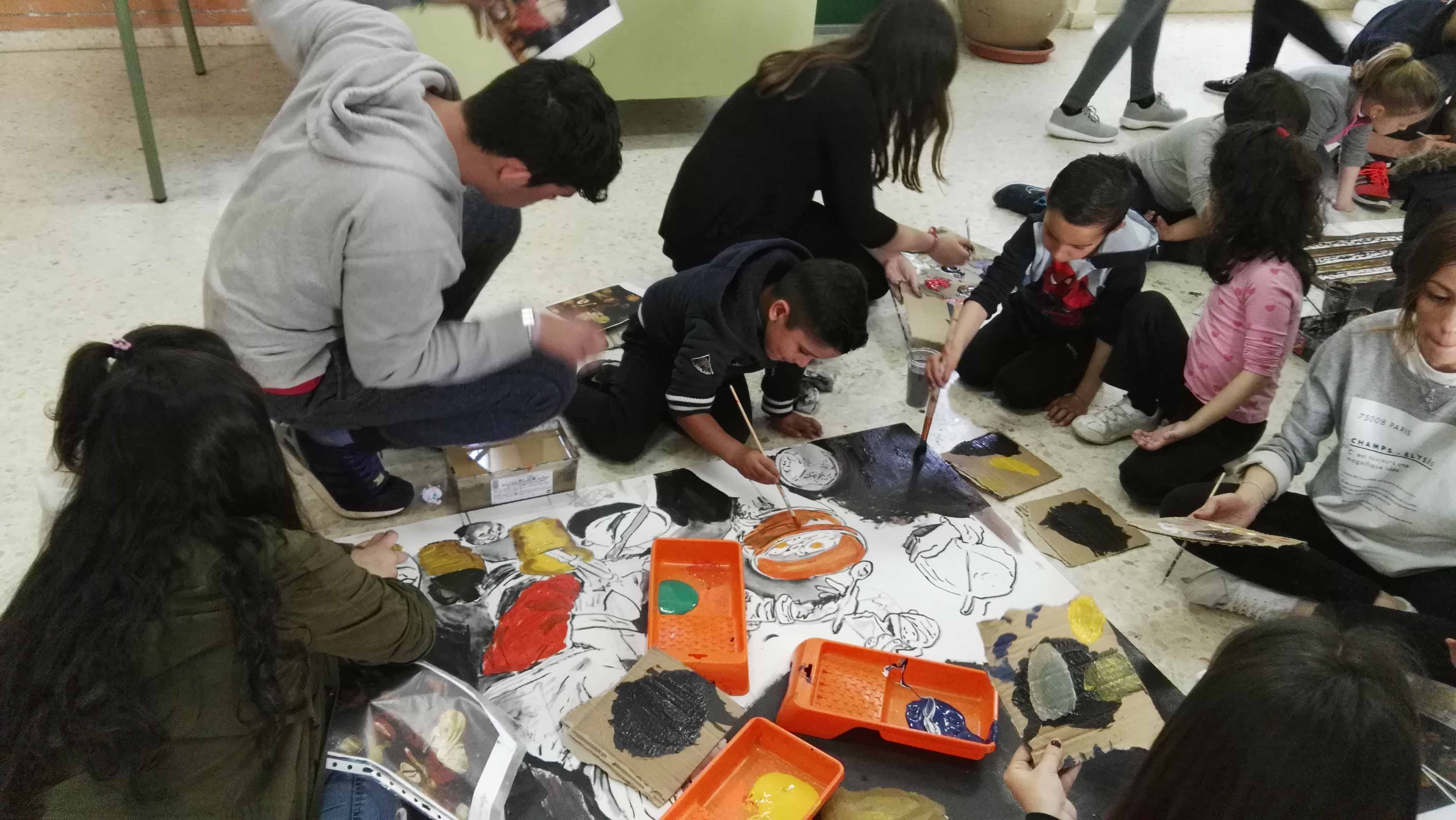 Los alumnos del colegio Coca de la Piñera realizando el proyectC.C.