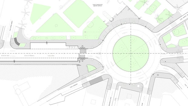 Plano de la avenida Cristóbal Colón con la rotonda diseñada