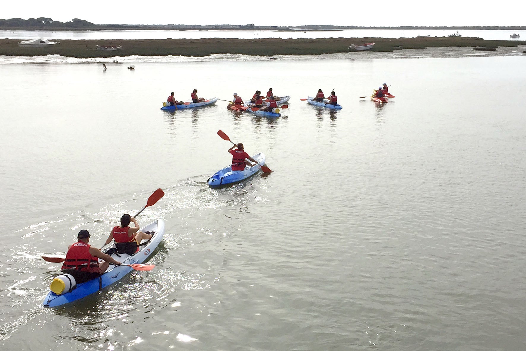 Varias personas recorriendo la desembocadura del Río Piedras