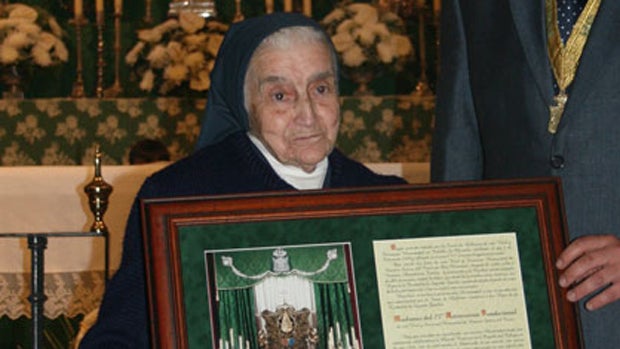 Sor Presentación en un acto con la hermandad del Rocío