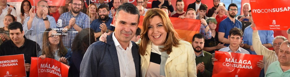 Susana Díaz y José Bernal, durante el acto de la candidata a la Secretaría General del PSOE en Marbella