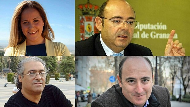 Los precandidatos Mamen Castillo, Sebastián Pérez, Jesús Cascón y Juan García Montero