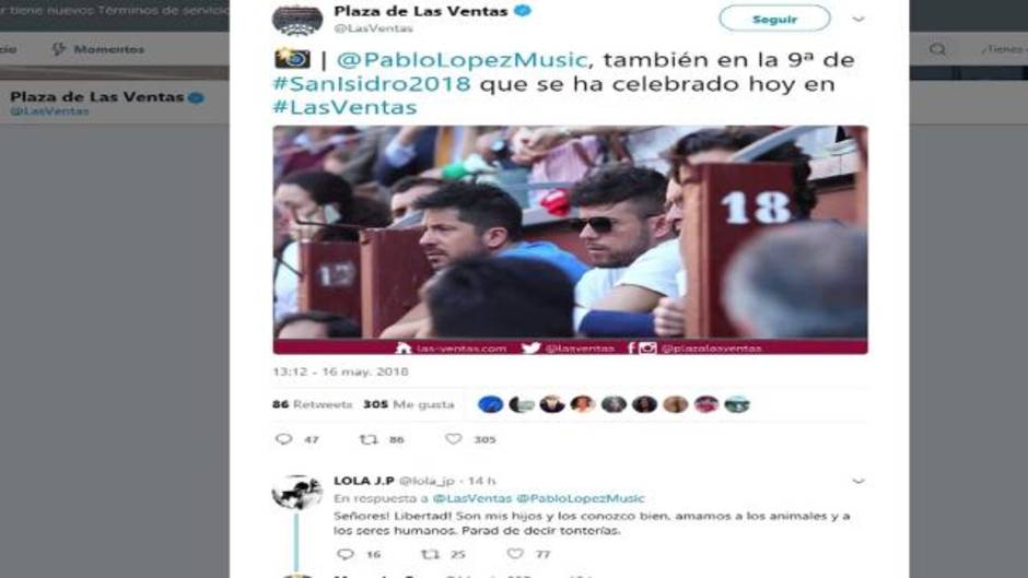 Pablo López, criticado en redes sociales por ser taurino