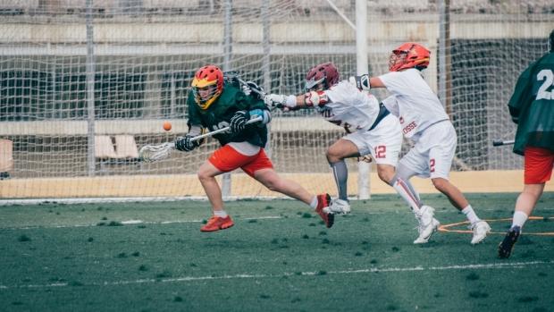 Cada jugador porta un stick con una red, con la que deberán coger una pelota introducir una pelota en la portería rival