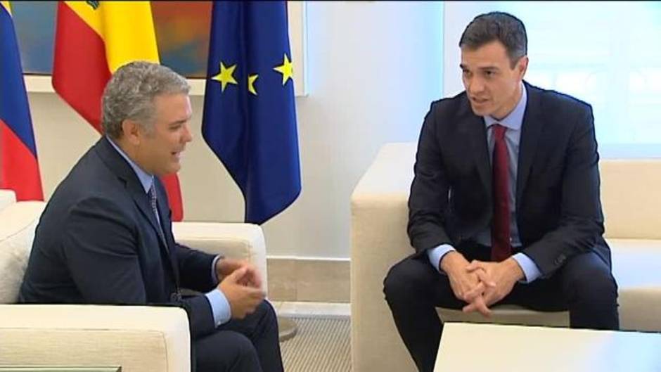 Pedro Sánchez recibe a Iván Duque, presidente electo de Colombia