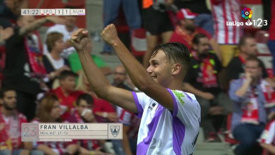 Gol de Villalba (1-1) en el Sporting 1-1 Numancia