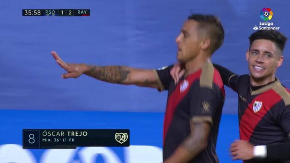 Gol de Trejo en el (1-2) en el Real Sociedad 2 - 2 Rayo Vallecano