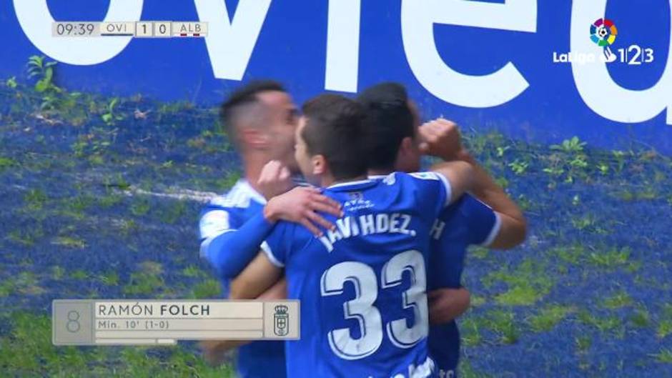 Gol de Ramón Folch (1-0) en el Real Oviedo 1 - 0 Albacete