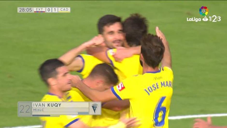 Gol de Ivan Kecojevic en el Extremadura-Cádiz