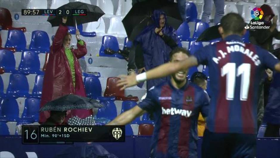 Gol de Rochina (2-0) en el Levante 2-0 Leganés