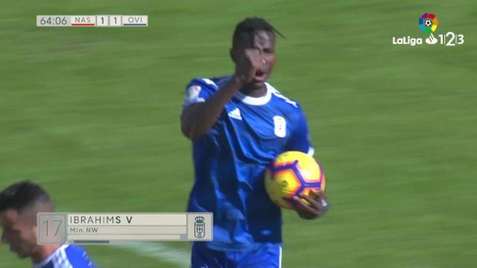 Gol de Ibrahima (1-1) en el Nástic 2-1 Real Oviedo