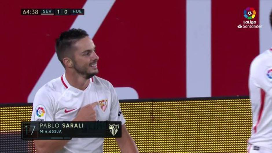 Gol de Sarabia (1-0) en el Sevilla 2-1 Huesca