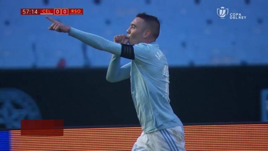 Gol de Iago Aspas (1-0) en el Celta de Vigo 1-1 Real Sociedad