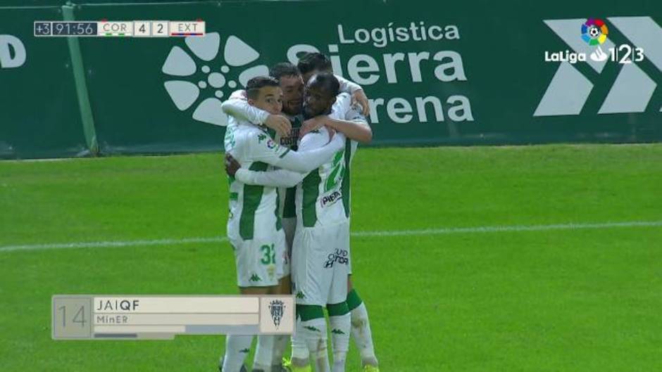 LaLiga 123 (J12): Gol de Jaime Romero que pone el 4-2 el Córdoba-Extremadura (4-2)