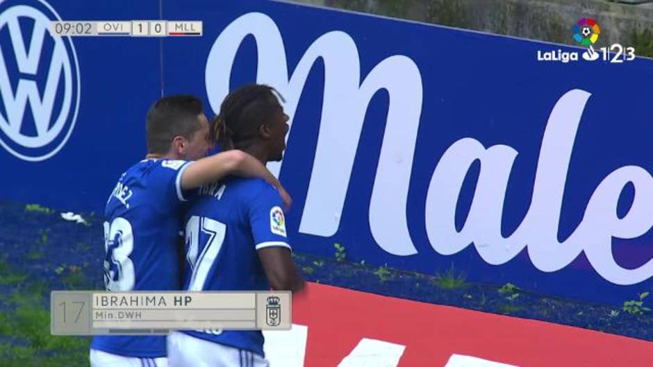 Gol de Ibrahima (1-0) en el Real Oviedo 1-1 Mallorca