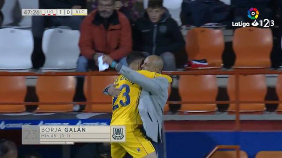 Gol de Borja Galán (0-1) en el Lugo 0-1 Alcorcón