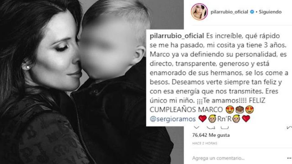 Pilar Rubio y Sergio Ramos felicitan a su hijo Marco