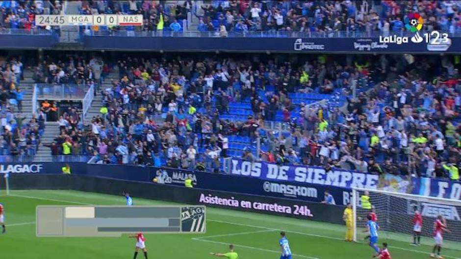 Gol de Koné (1-0) en el Málaga-Nástic