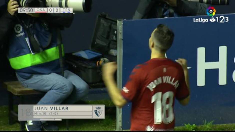 Gol de Juan Villar Vázquez (1-0) en el Osasuna 2-0 Tenerife