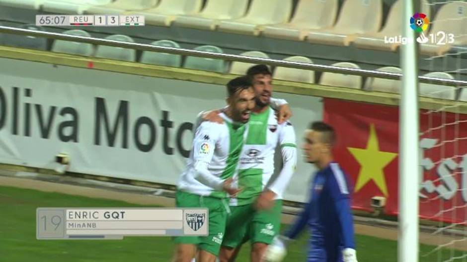 Gol de Enric Gallego (1-3) en el Reus 1-4 Extremadura