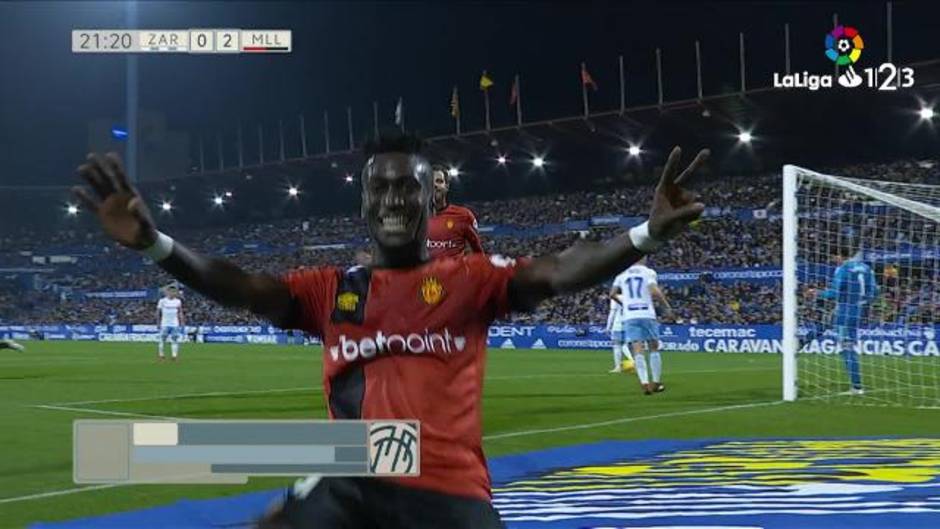 Lago Júnior anota el segundo gol visitante en el Zaragoza 2 - Mallorca 2