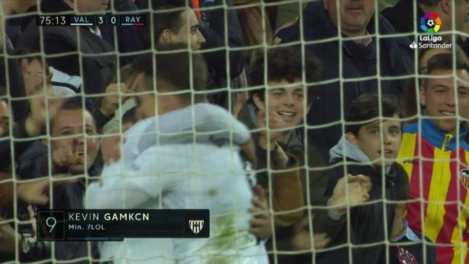 Gol de Gameiro (3-0) en el Valencia 3- 0 Rayo Vallecano