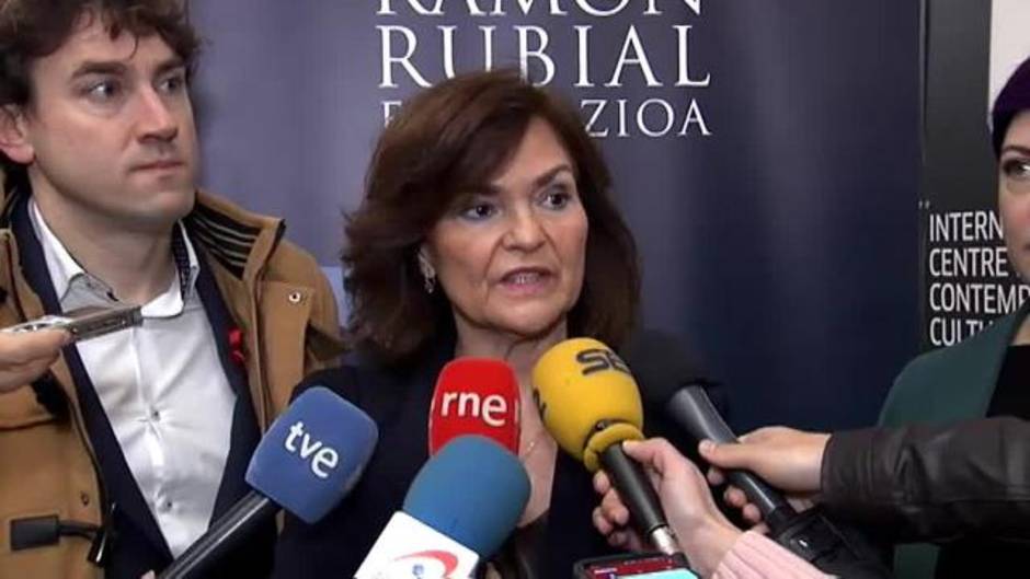 Carmen Calvo "respeta" la huelga de hambre de Sánchez y Turull y recalca que "todos somos iguales ante la ley"