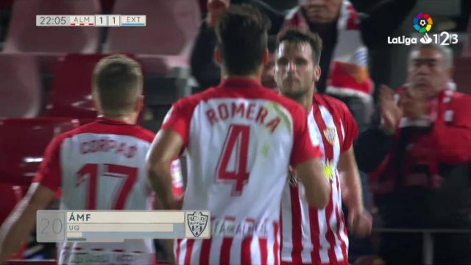 LaLiga 123 | Álvaro Giménez marca el gol del empate en el partido UD Almería 1 - 1 Extremadura